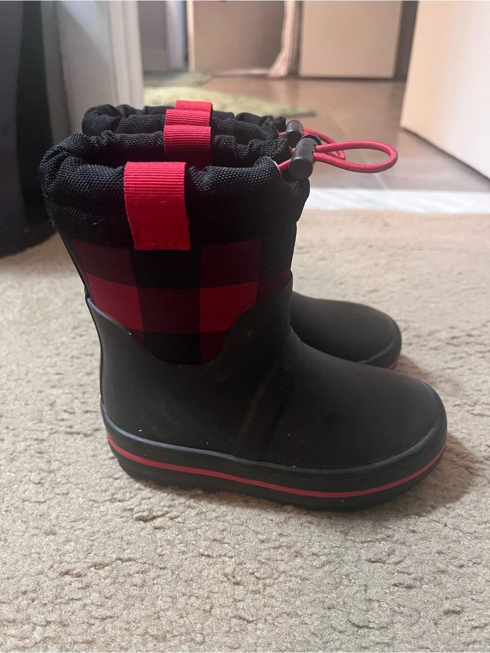 Kids Black and Red Waterproof Rain Boots - Cat and Jack